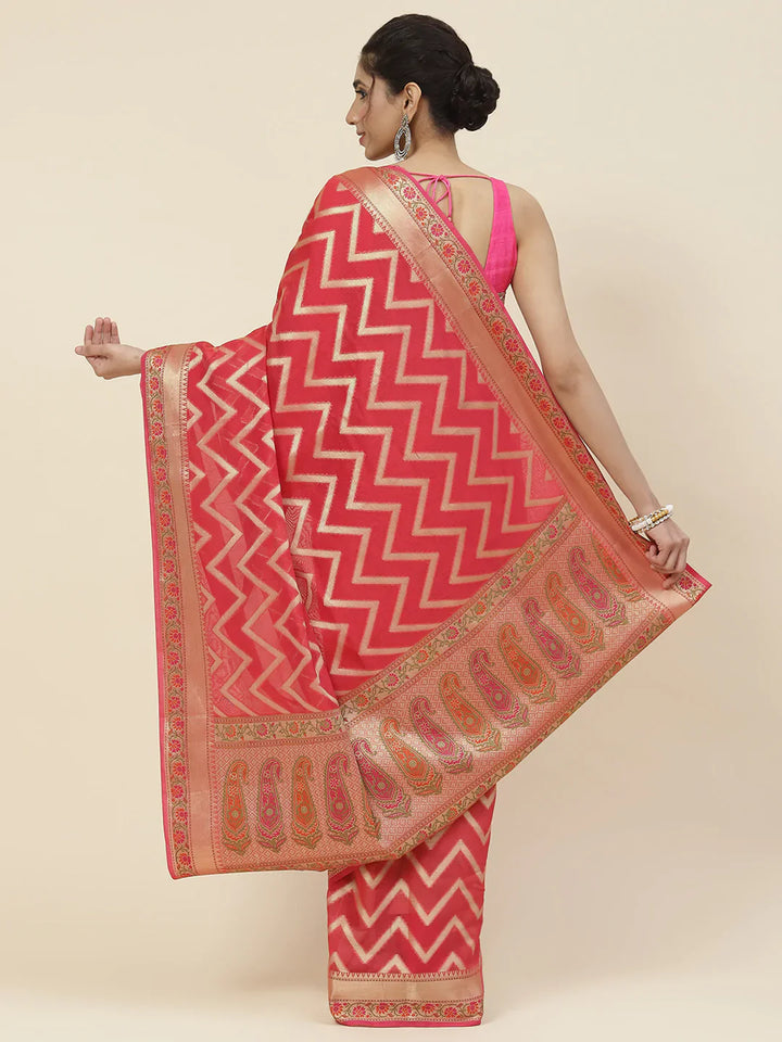 Zig Zag Cotton Woven Saree