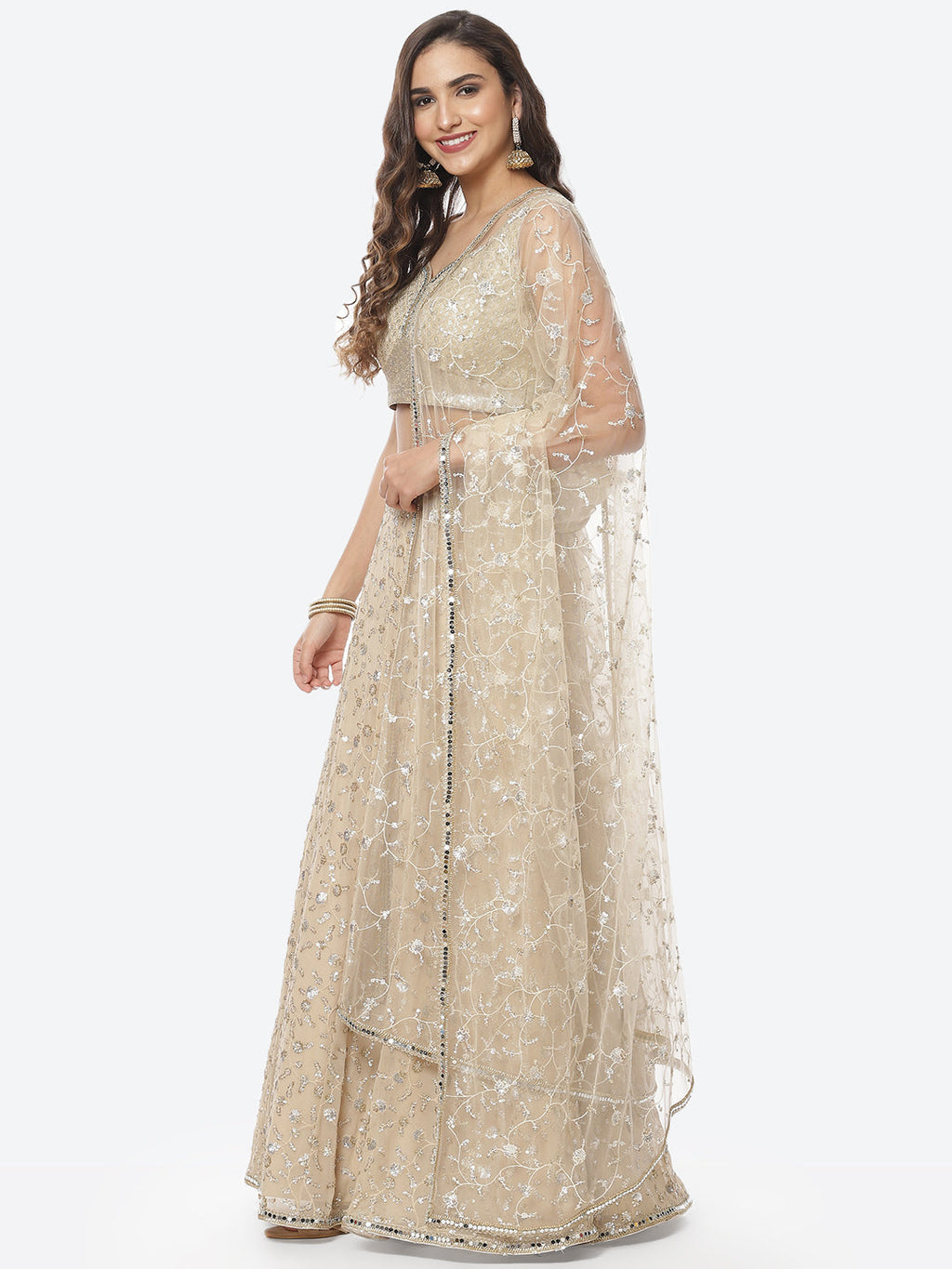 Embroidered Georgette Lehenga Choli With Net Dupatta