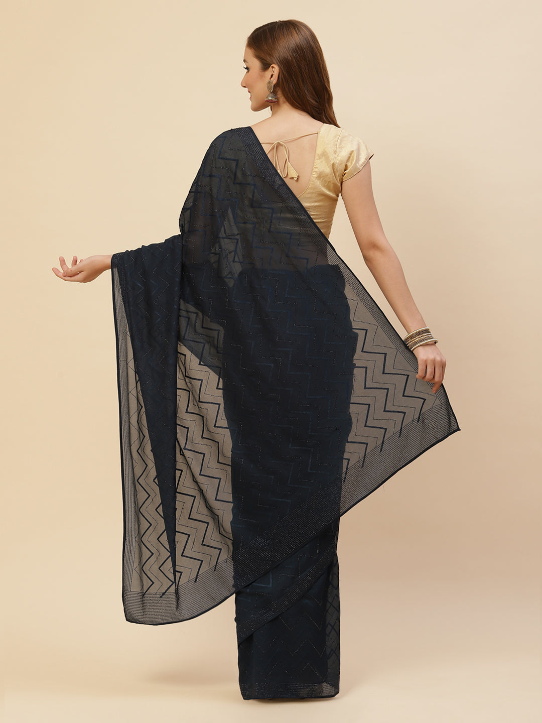 Swarovski Jaal Embroidered Georgette Saree