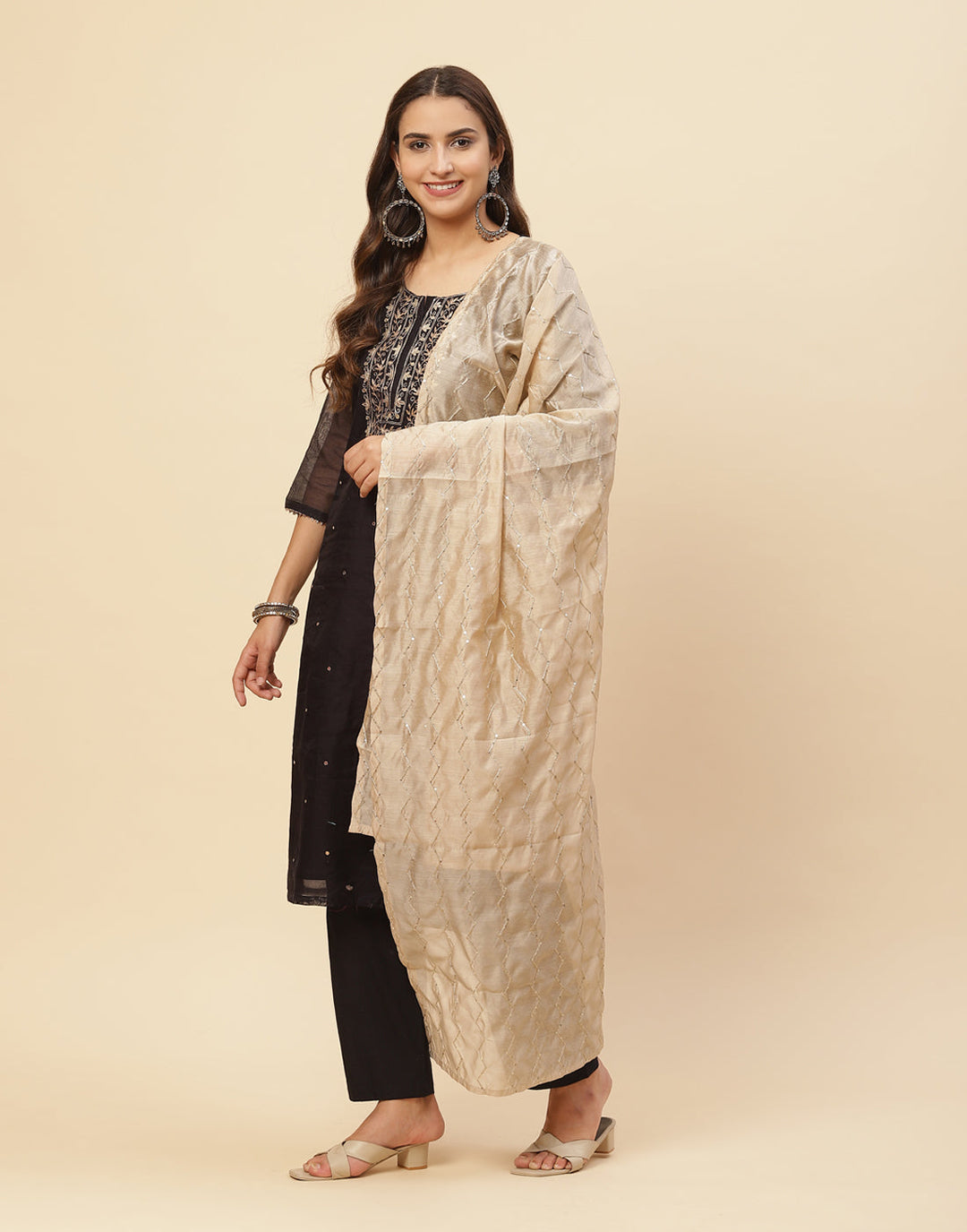 Embroidered Gota Work Cotton Salwar Kameez Stitched Suit With Chanderi Dupatta