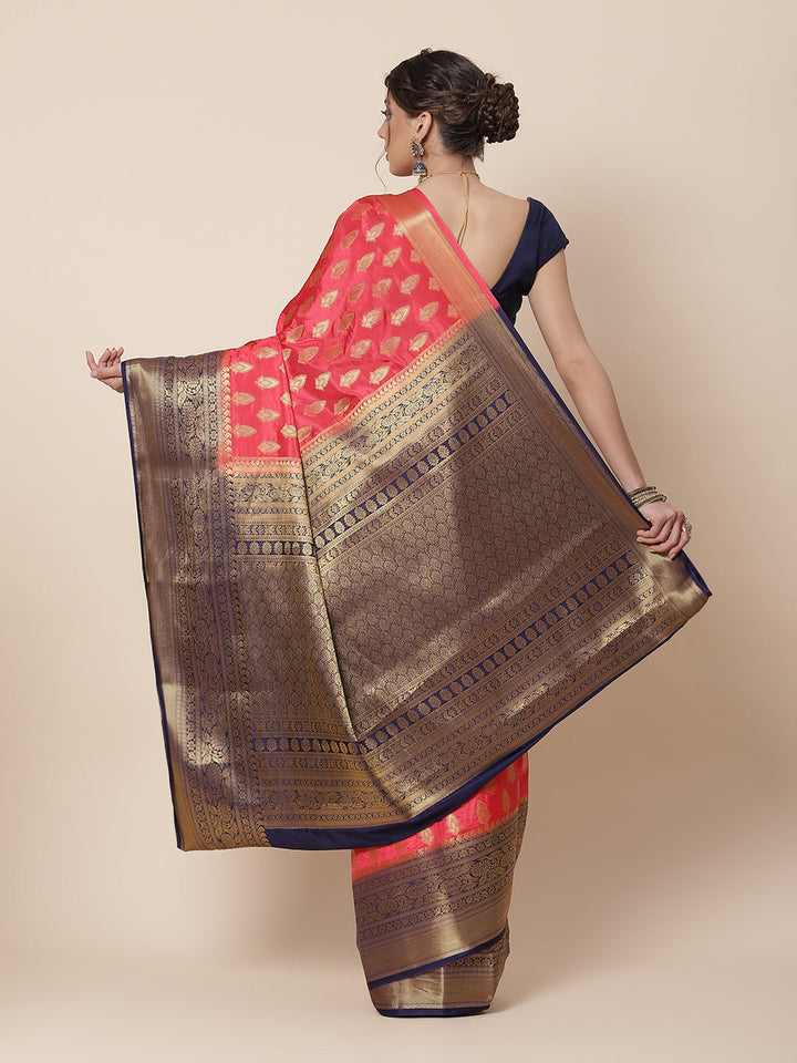 Zari Border Booti Work Art Handloom Woven Saree