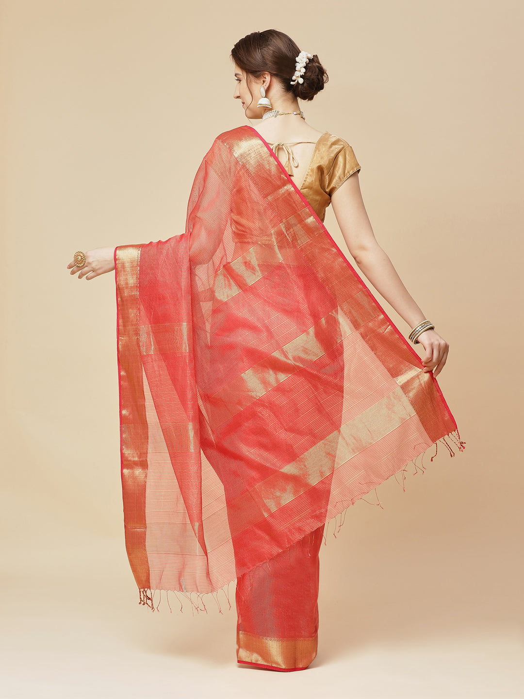 Zari Jaal Cotton Woven Saree