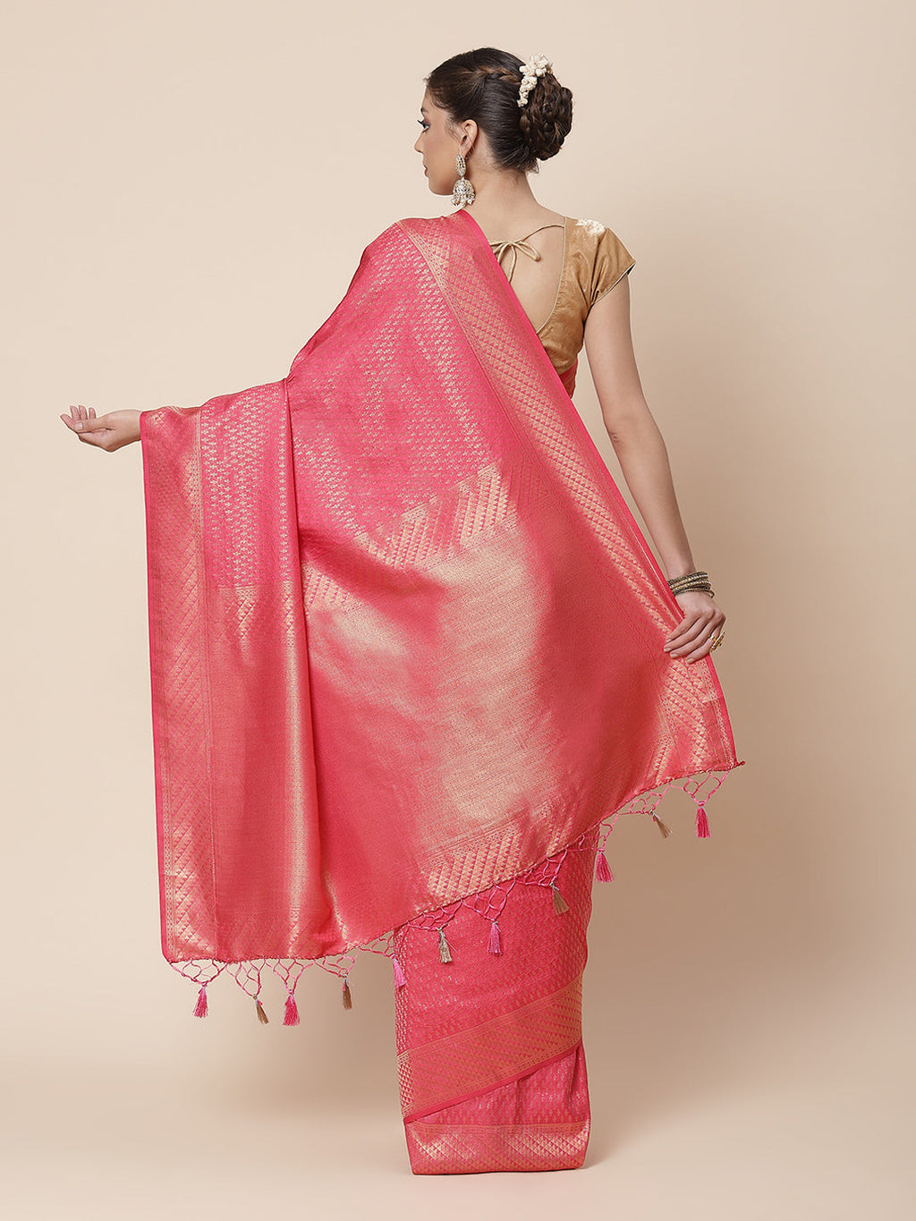 Brocade Zari Jaal Art Handloom Woven Saree