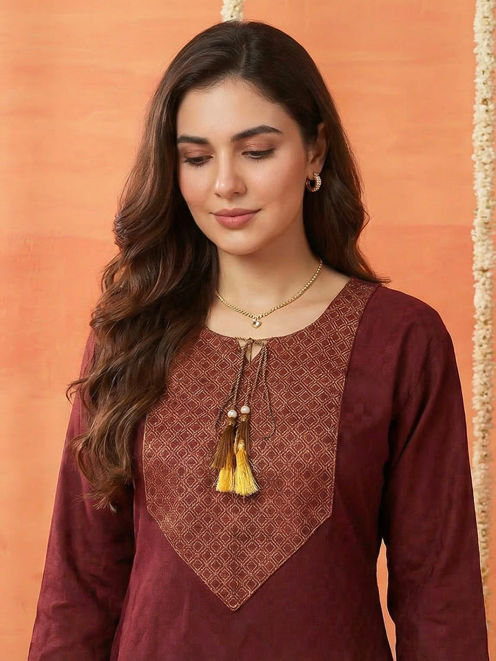 Printed Cotton Blend Kurta With Pant &amp; Dupatta