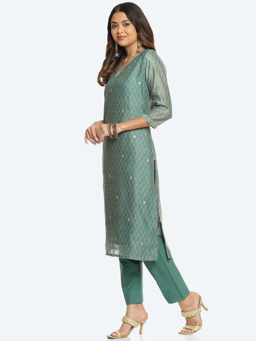 Gota Work Printed Chanderi Kurta With Pant