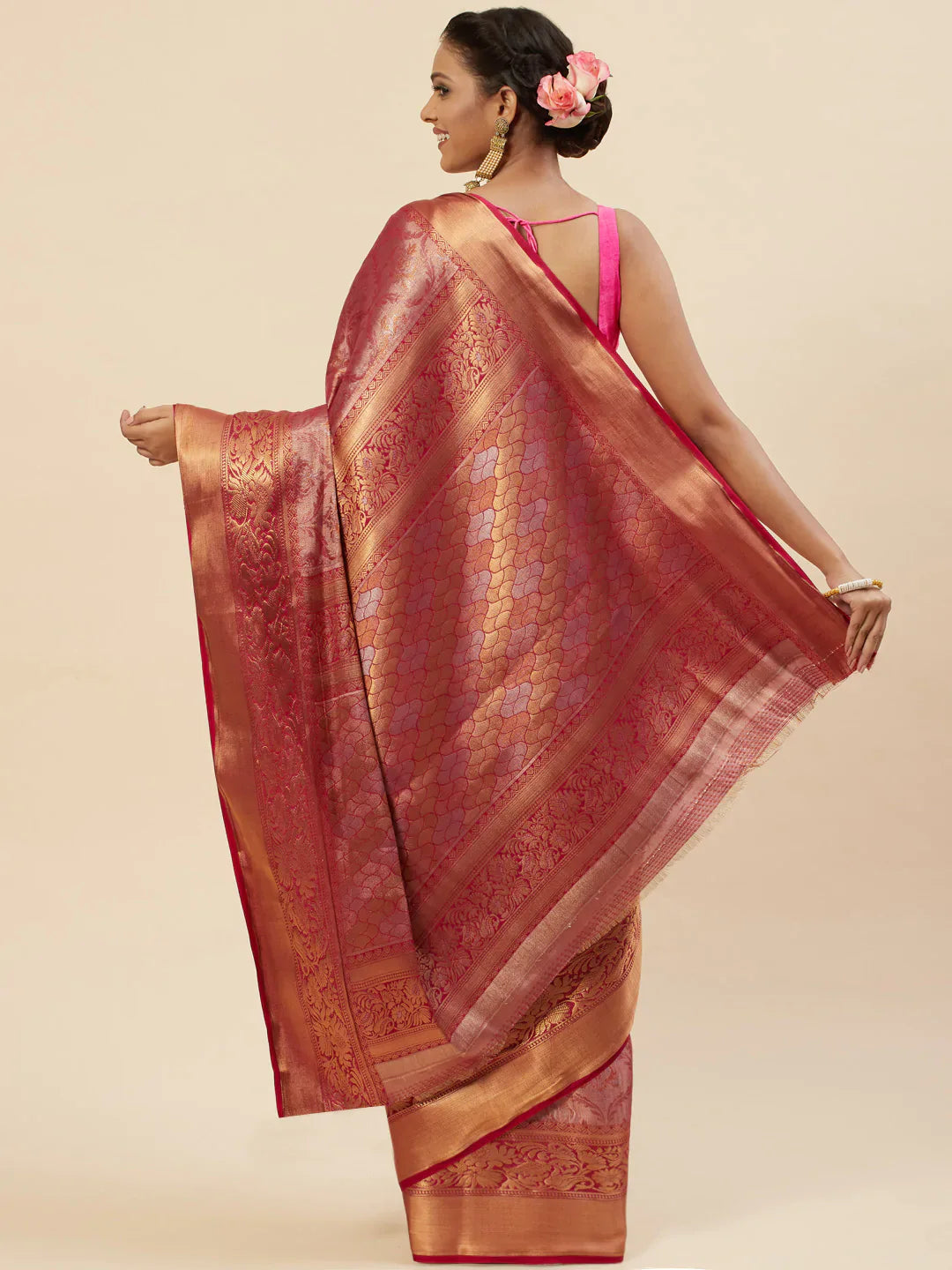 Brocade Zari Jaal Handloom Woven Saree