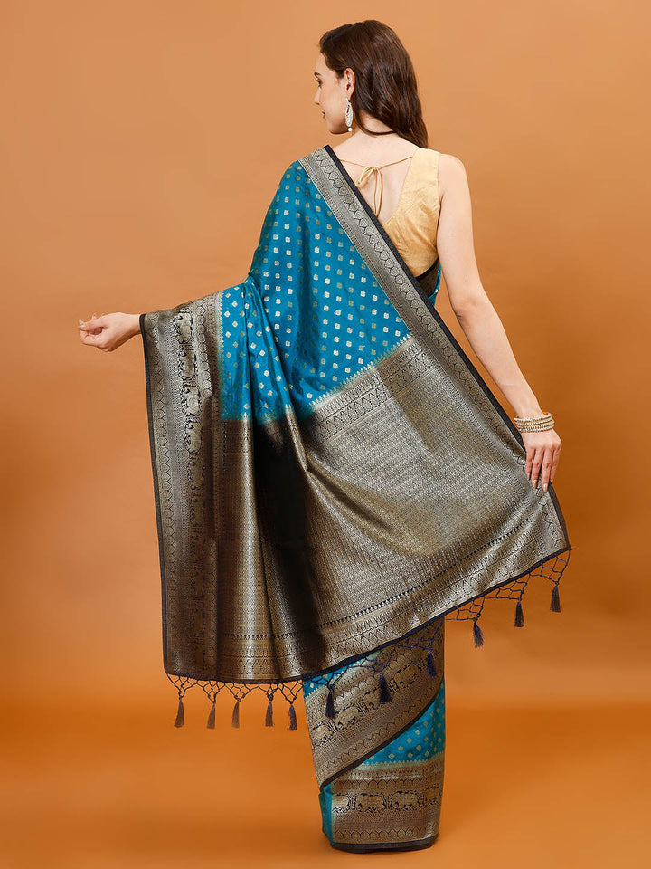 Zari Border Booti Handloom Woven Saree