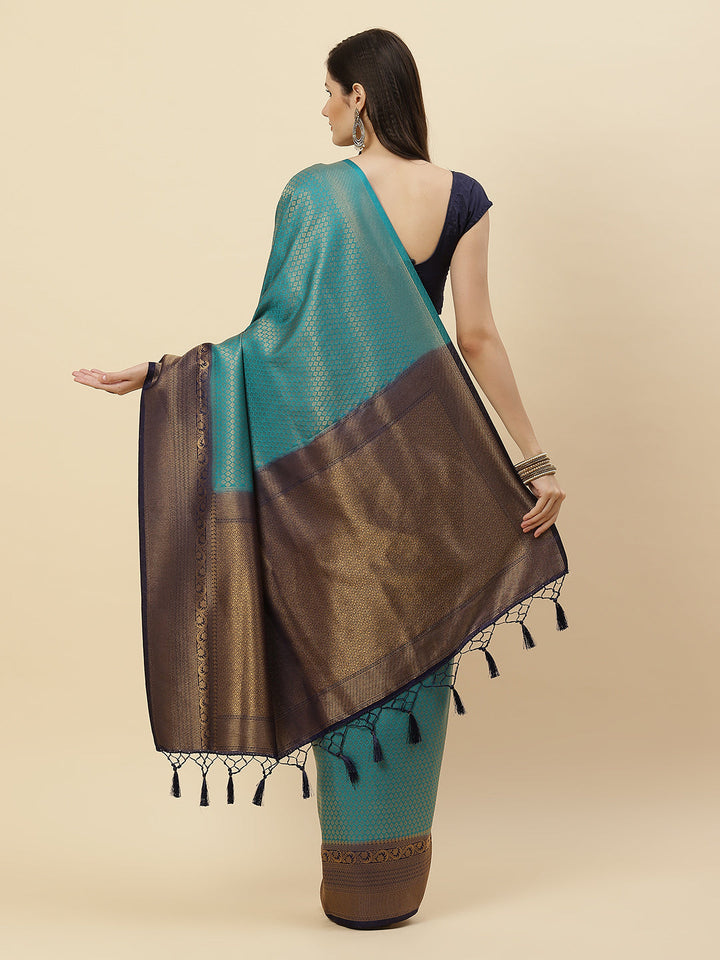 Brocade Zari Booti Art Handloom Woven Saree