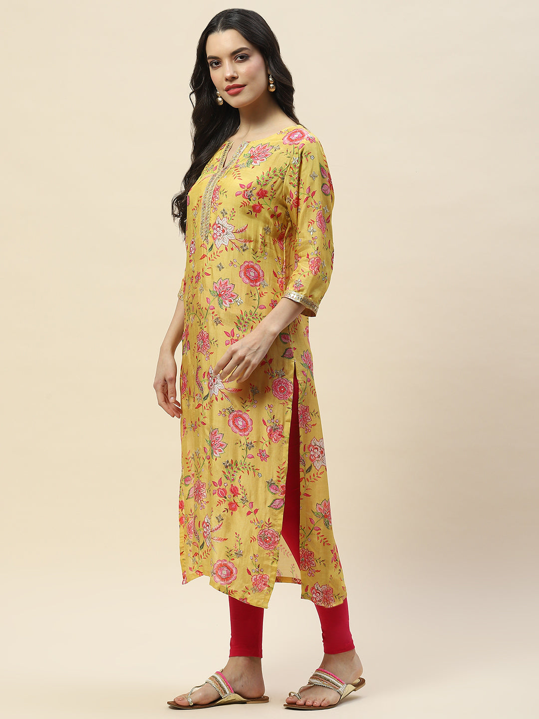 Gota Work Printed Muslin Kurta