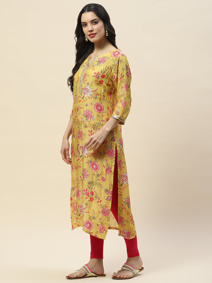 Gota Work Printed Muslin Kurta