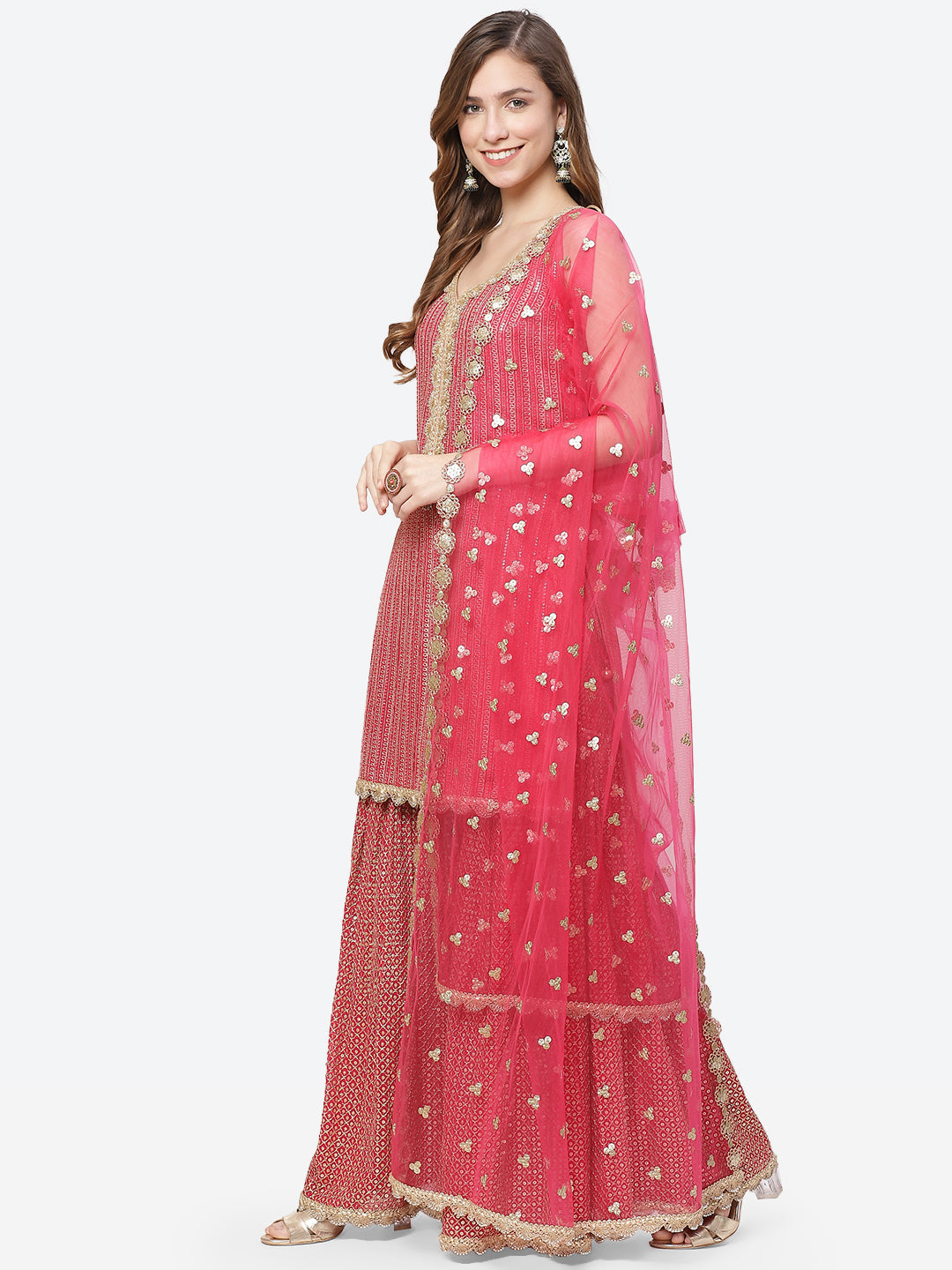 Sequenece Georgette Stitched Salwar Kameez With Net Dupatta