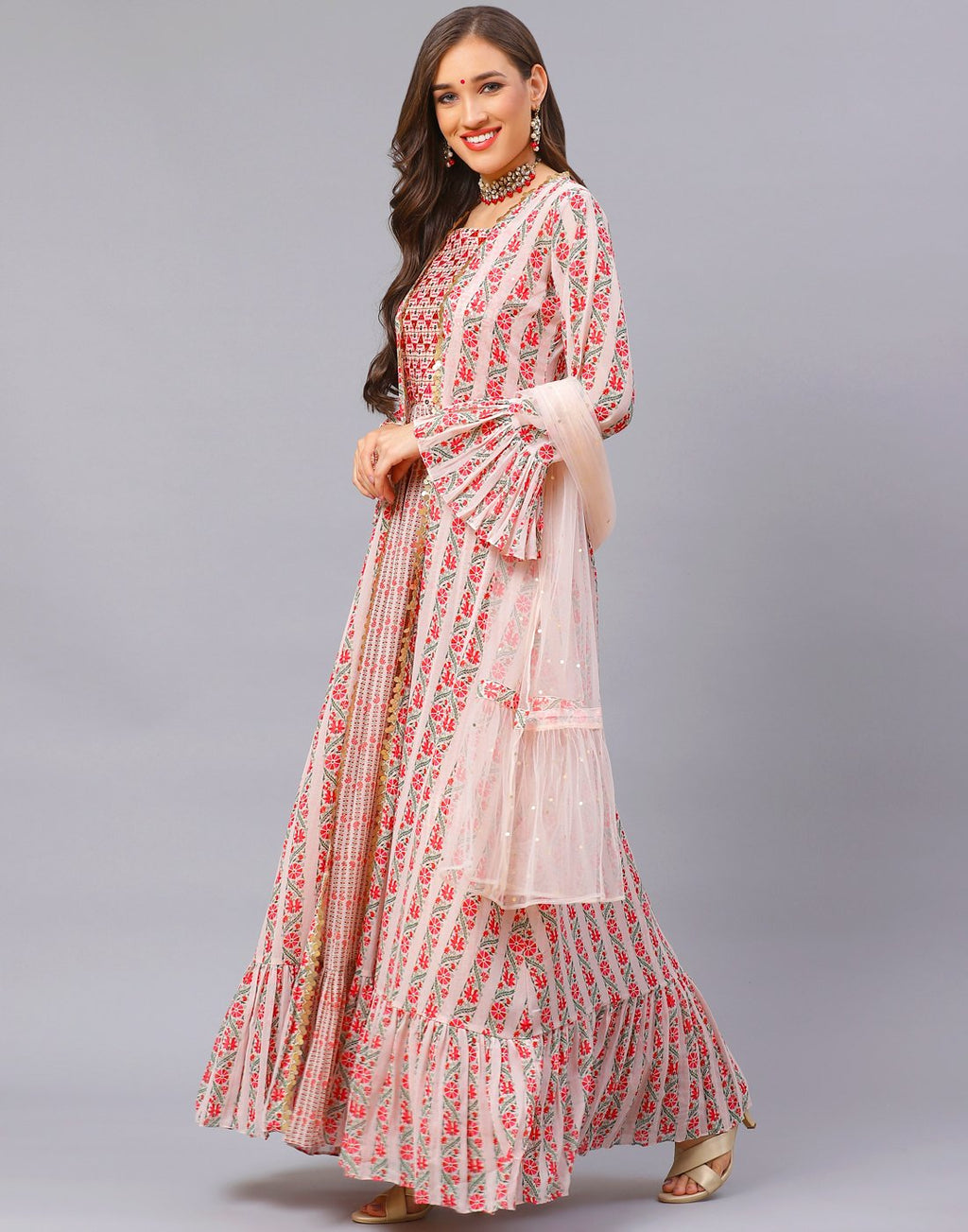 Peach Salwar Kameez Stitched Suit