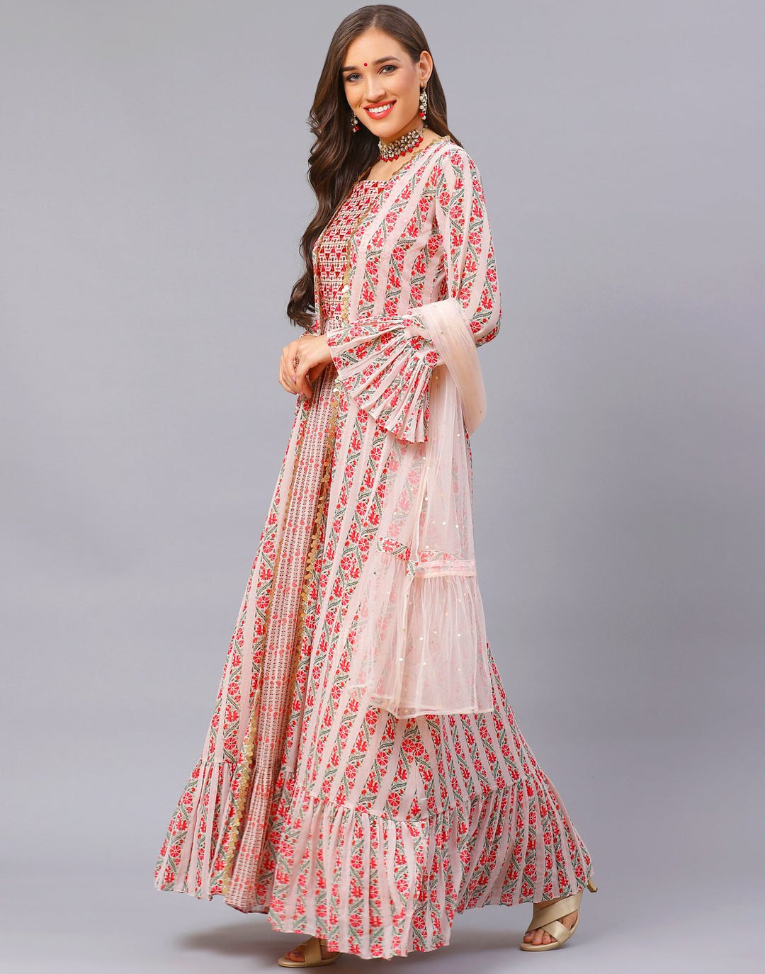 Peach Salwar Kameez Stitched Suit