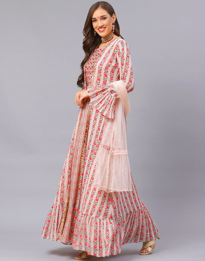 Peach Salwar Kameez Stitched Suit