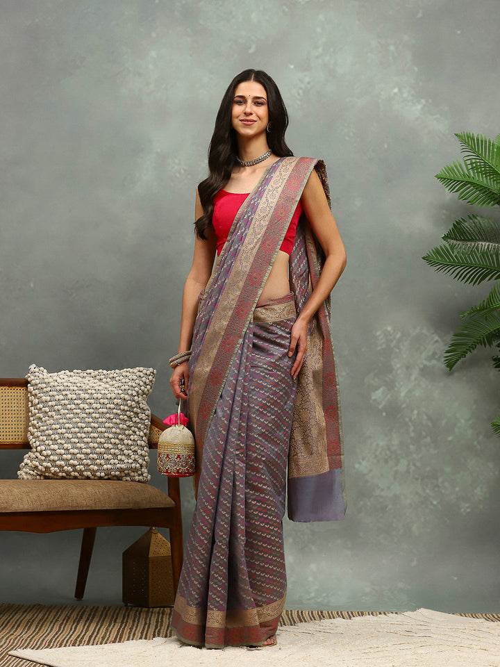 Resham Woven Design Cotton Blend Woven Saree
