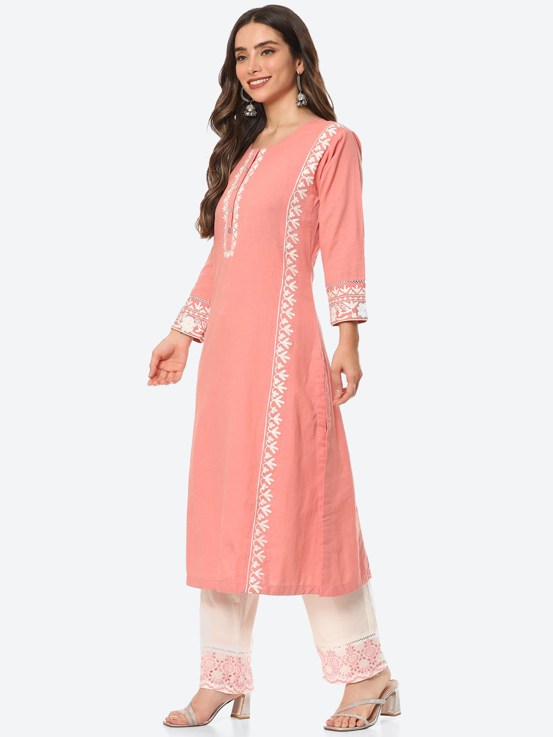 Neck Patti Cotton Kurta With Pant