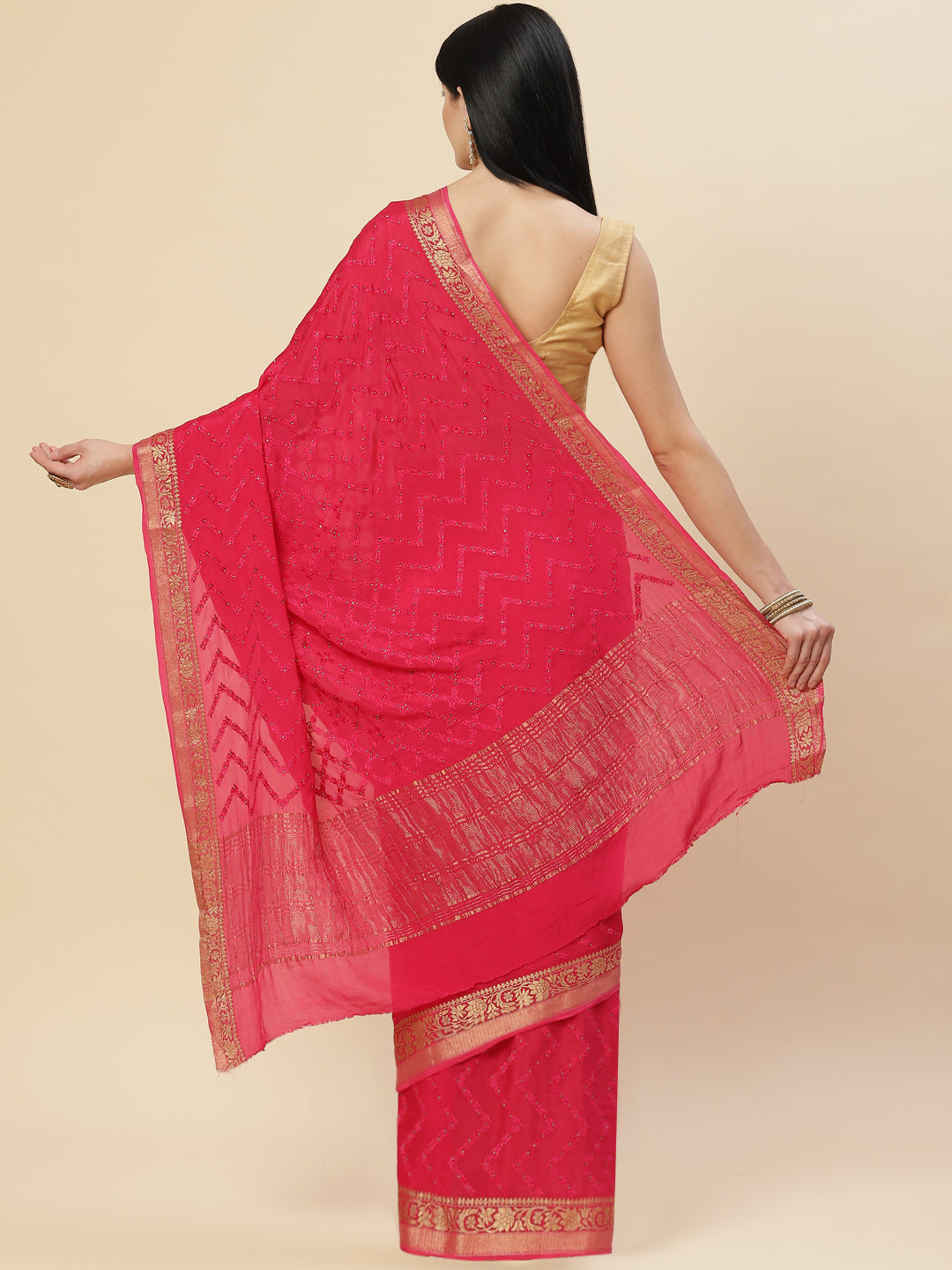 Embroidered Crepe Saree