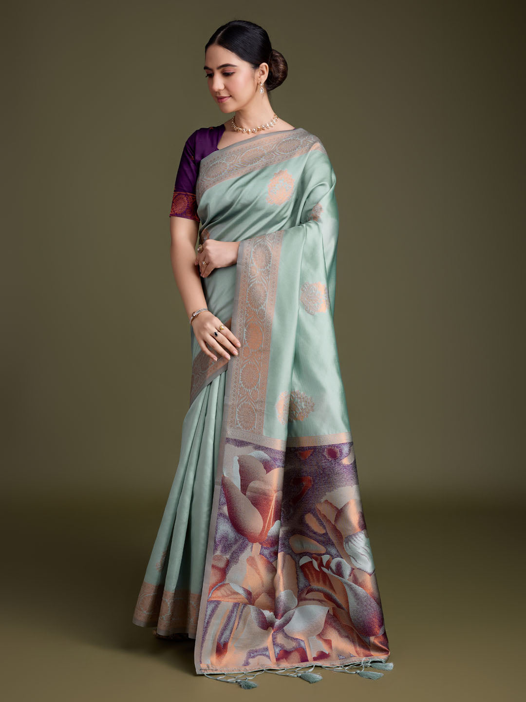 Woven Design Art Silk Onion Pink Saree