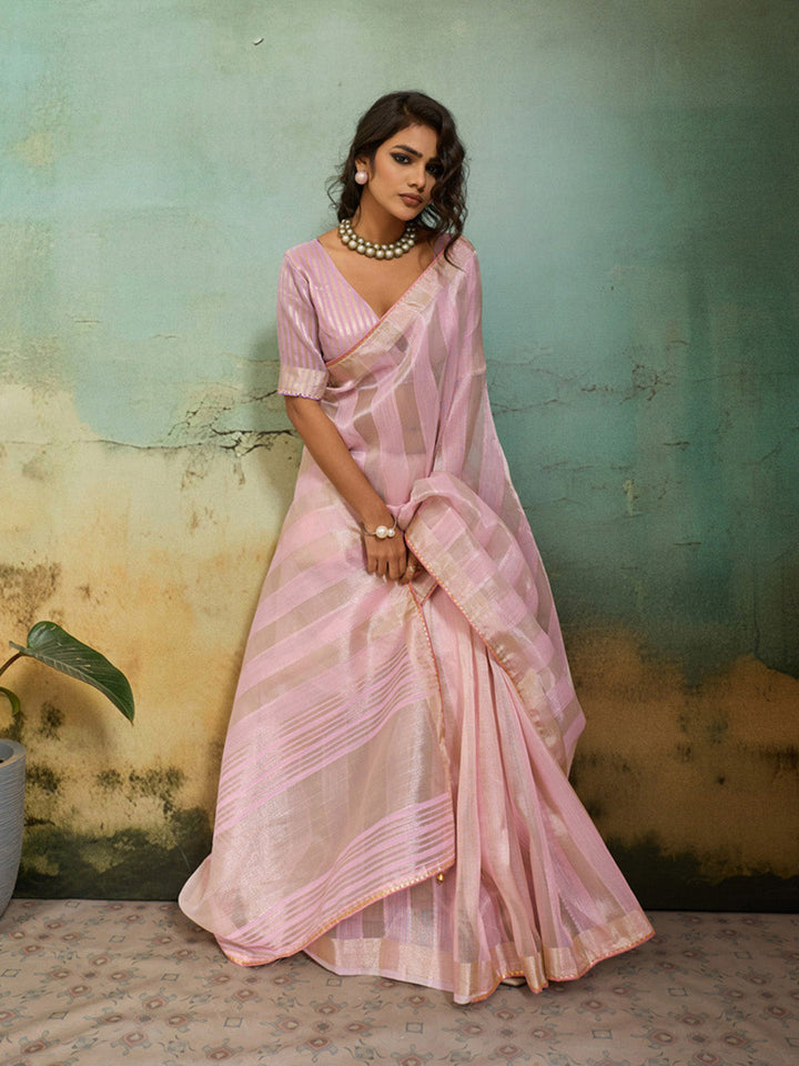 Woven Design Tissue Linen Saree