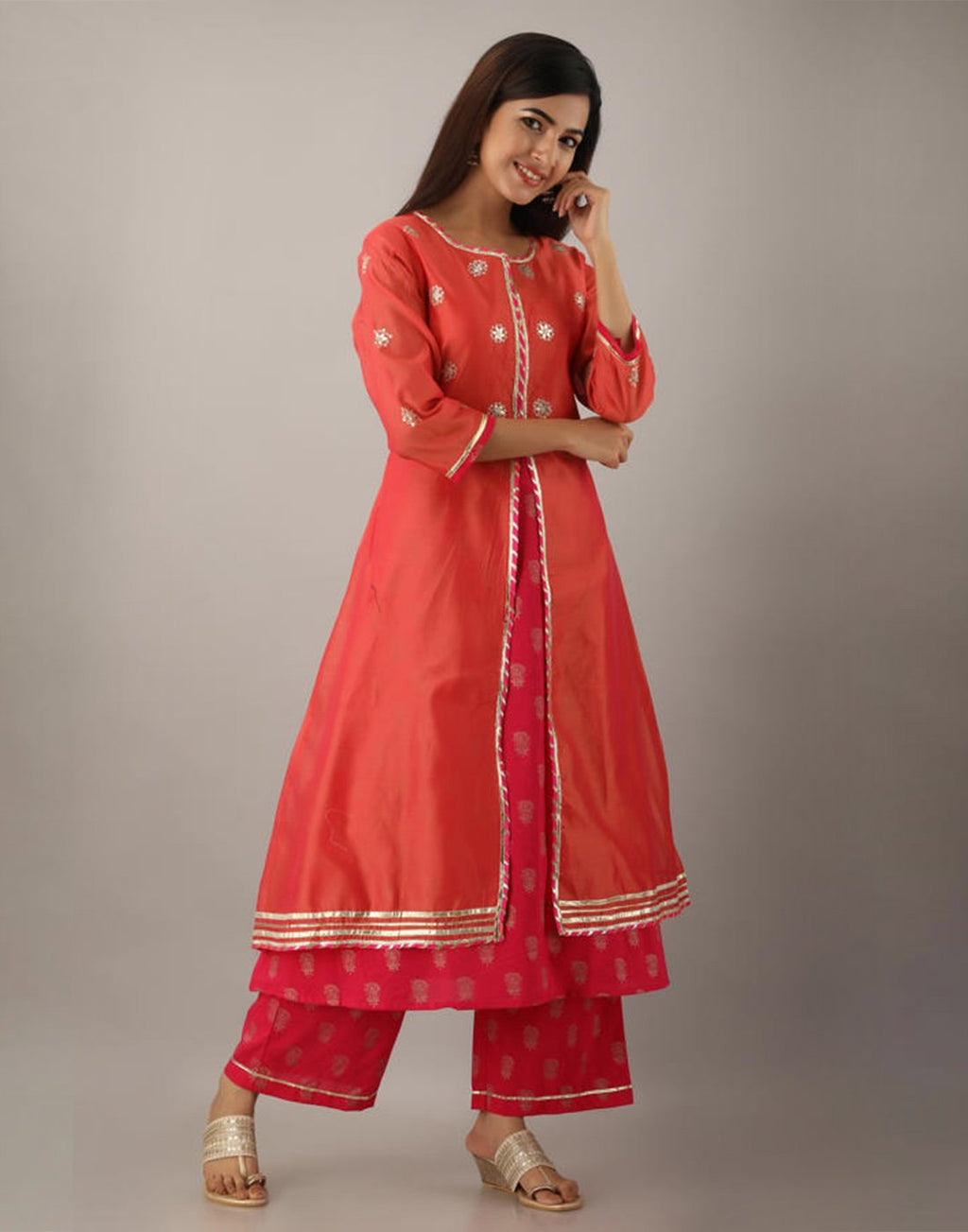 Printed Cotton Anarkali Kurti With Pant