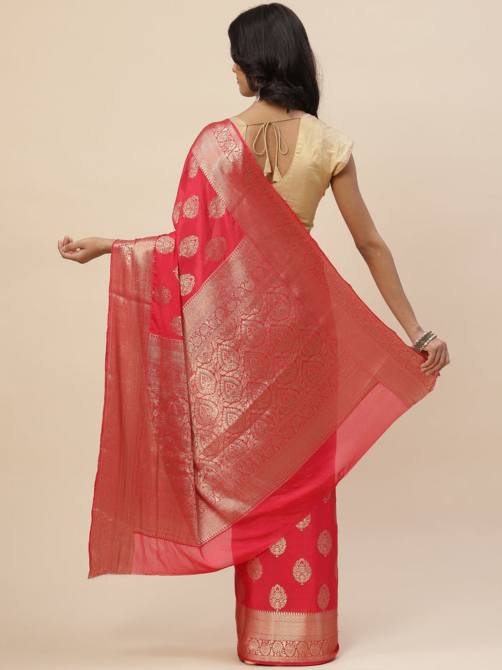 Zari Booti Chiffon Plain Saree