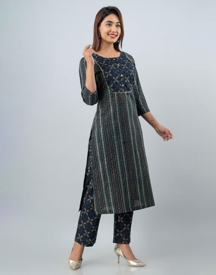 Printed Cotton Kurti with Pant