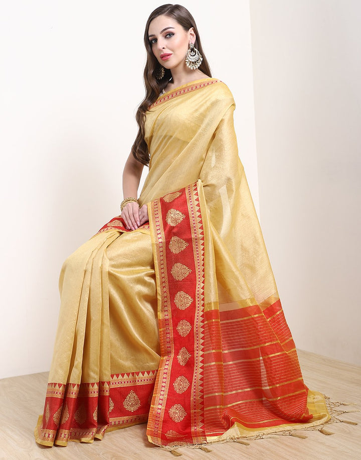 MBZ Meena Bazaar-Beige Art Handloom Saree