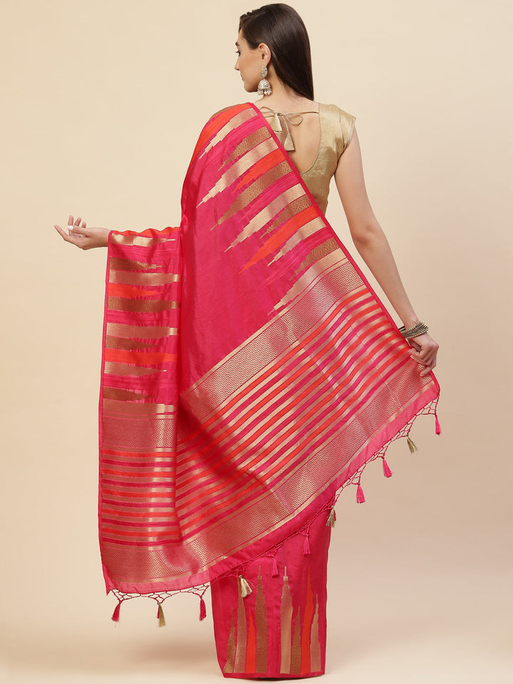 Plain Zari Border Handloom Woven Saree