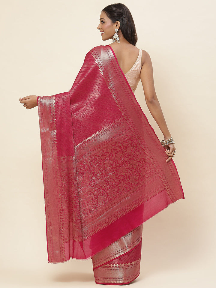 Light Brocade Woven Georgette Saree