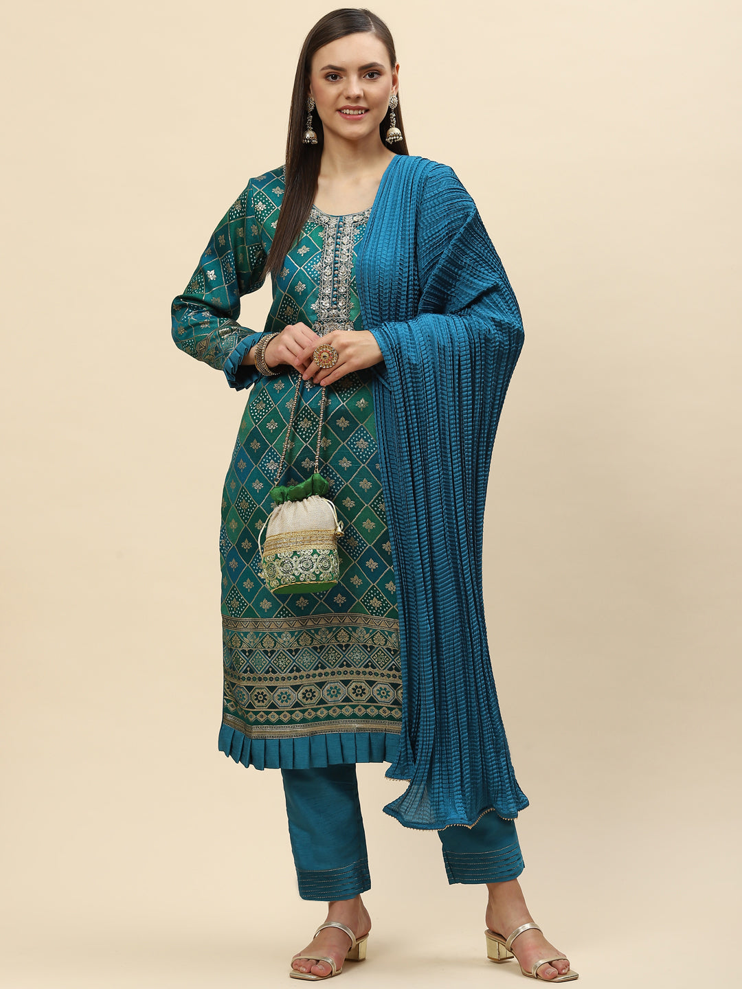 Banarasi Georgette Kurta With Pants &amp; Dupatta