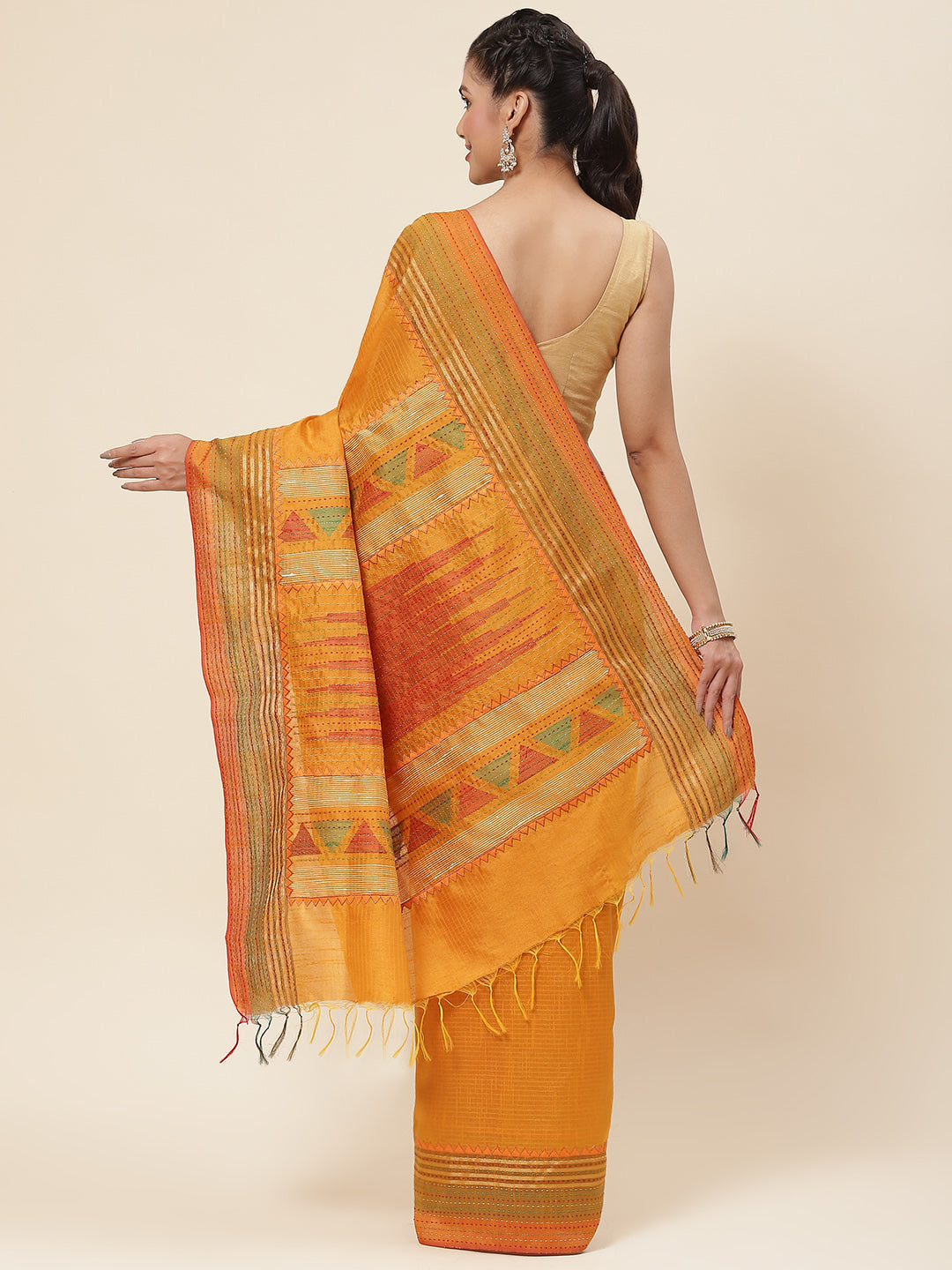 Kantha Work Tussar Saree