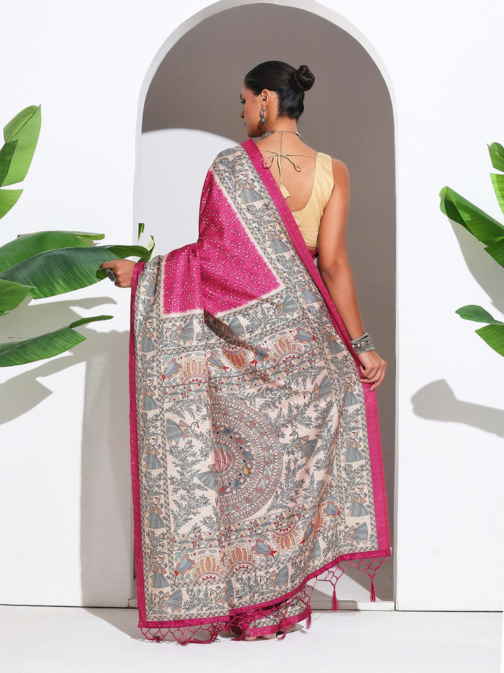 Printed Tussar Silk Saree