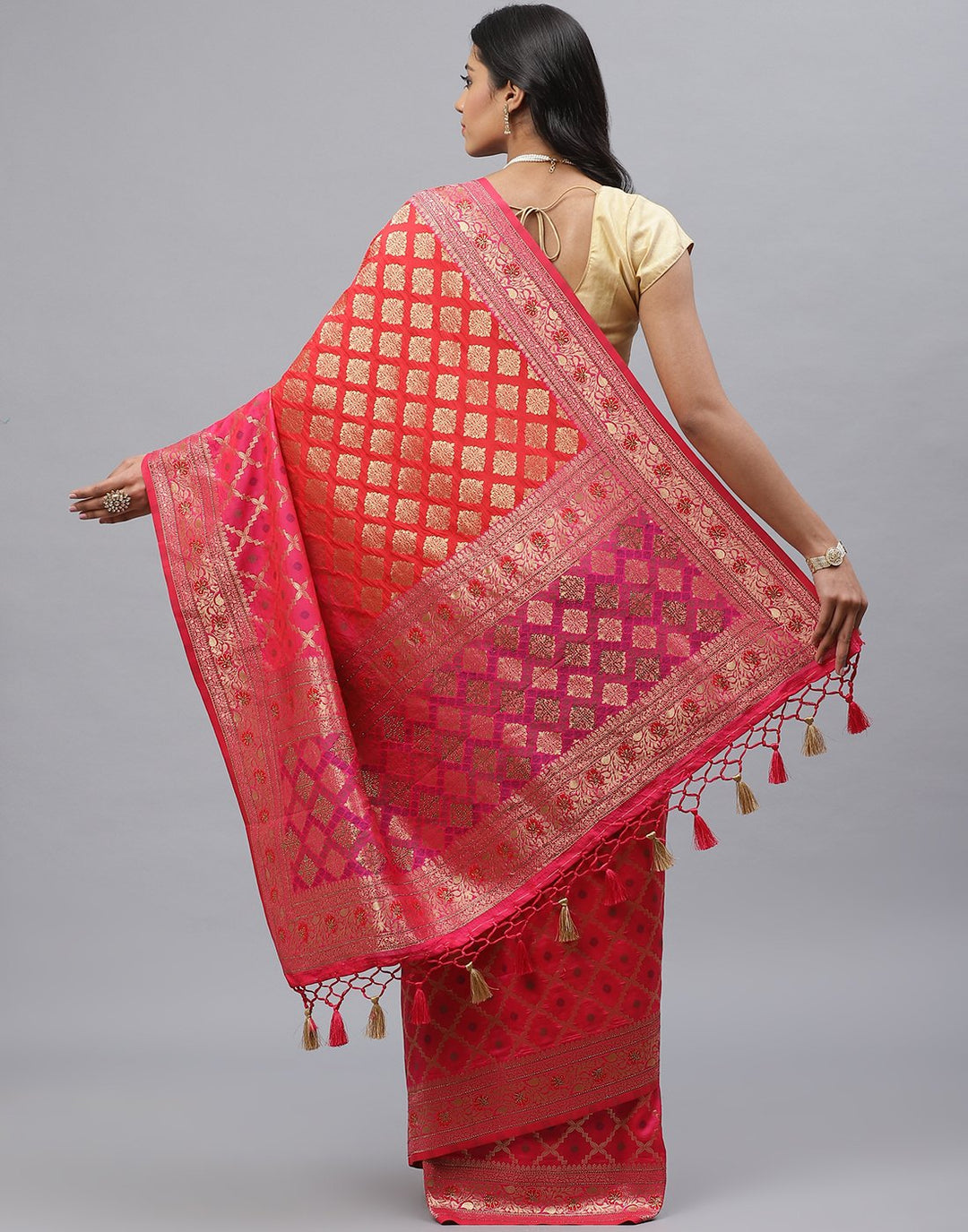 Banarasi Woven Silk Saree  With Embroidery