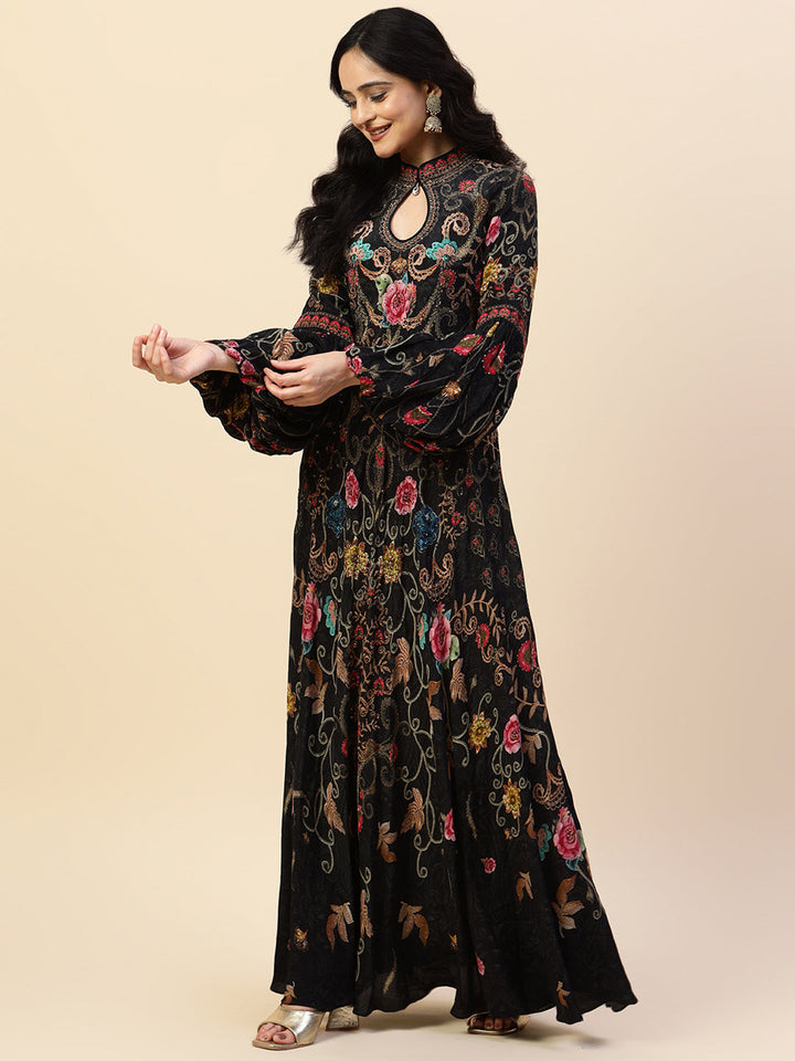 Digital Printed Crepe Gown