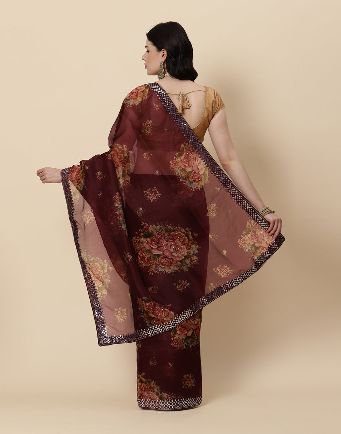 Printed Organza Kora Saree