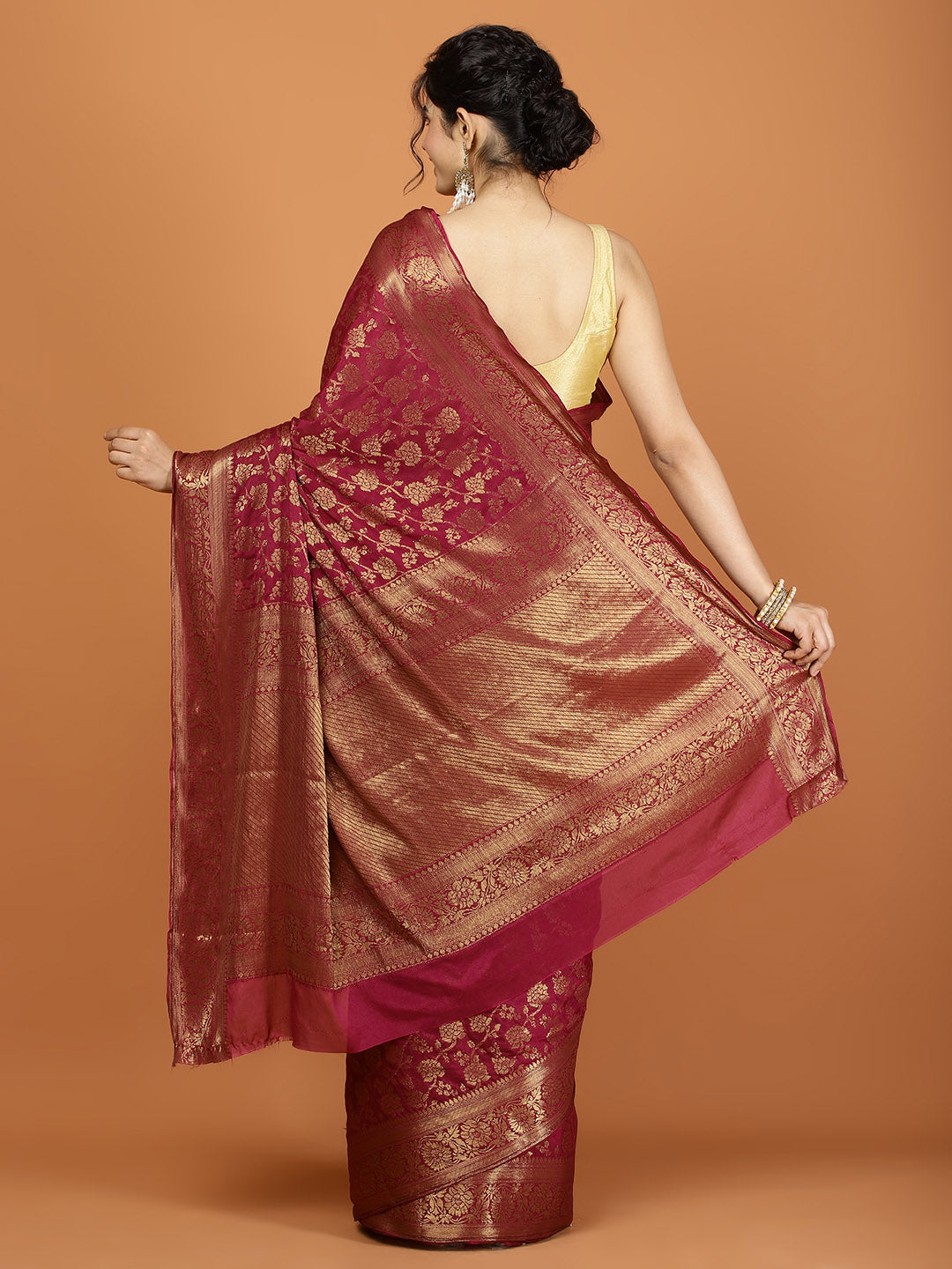 Zari Border Woven Chiffon Saree