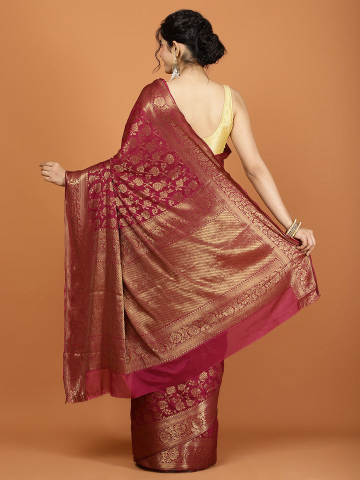 Zari Border Woven Chiffon Saree