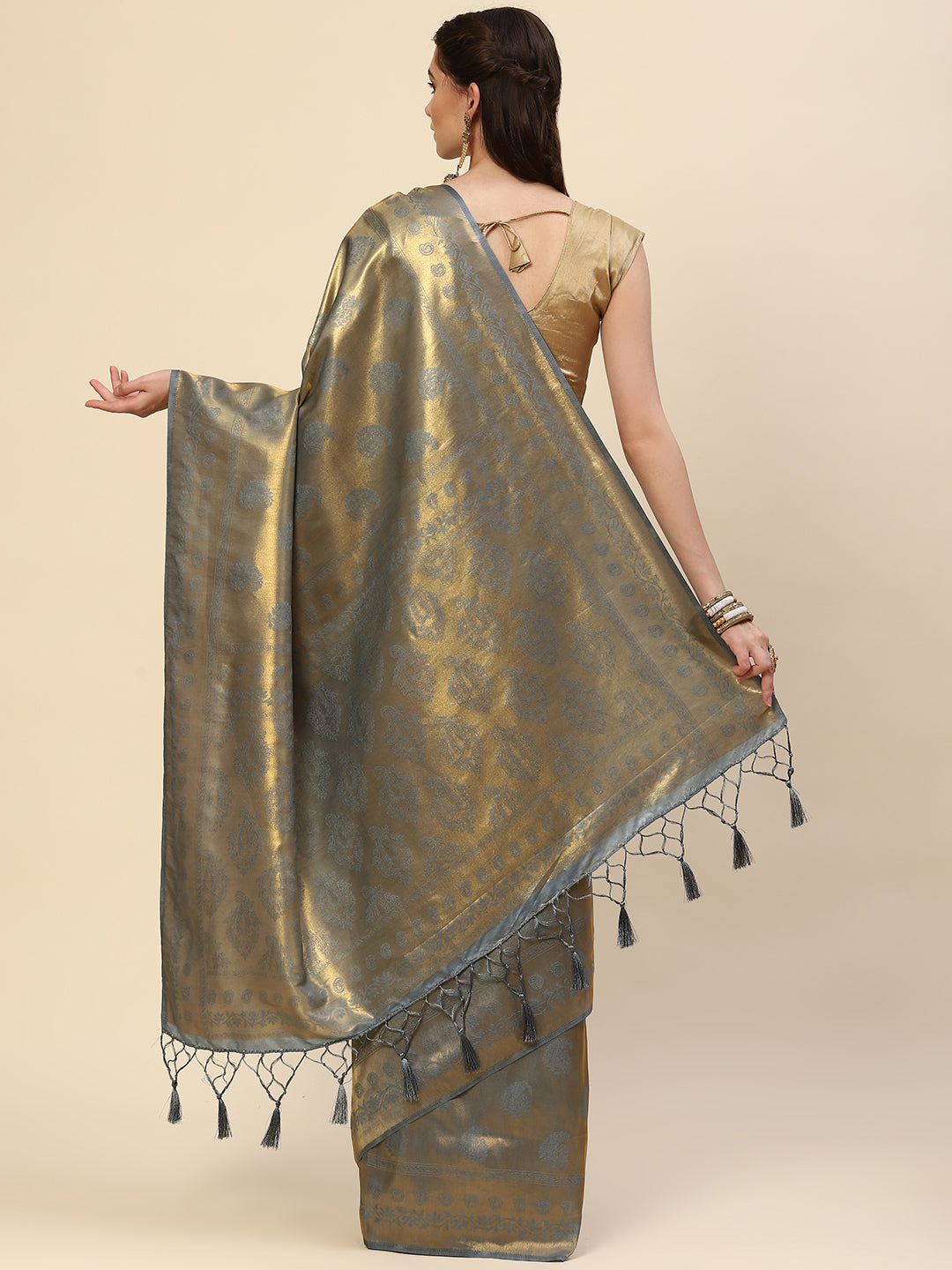 Plain Zari Border Handloom Woven Saree