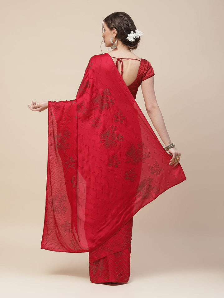 Stone Embroidered Satin Saree