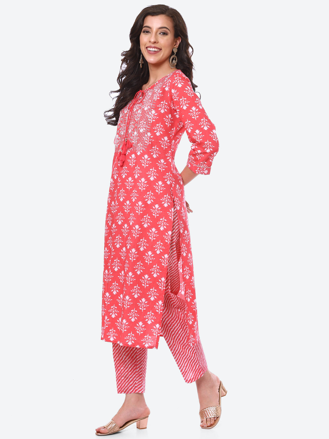 Sequence Work Printed Cotton Kurta With Pant