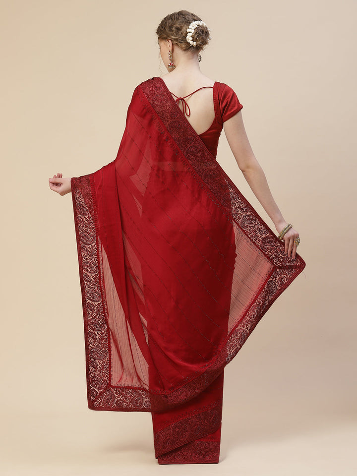Resham Border Chiffon Embroidered Saree