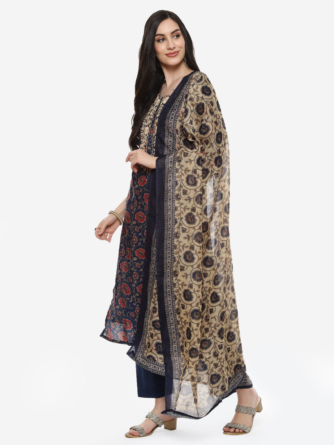 Printed Cotton Chanderi Stitched Salwar Kameez With Dupatta