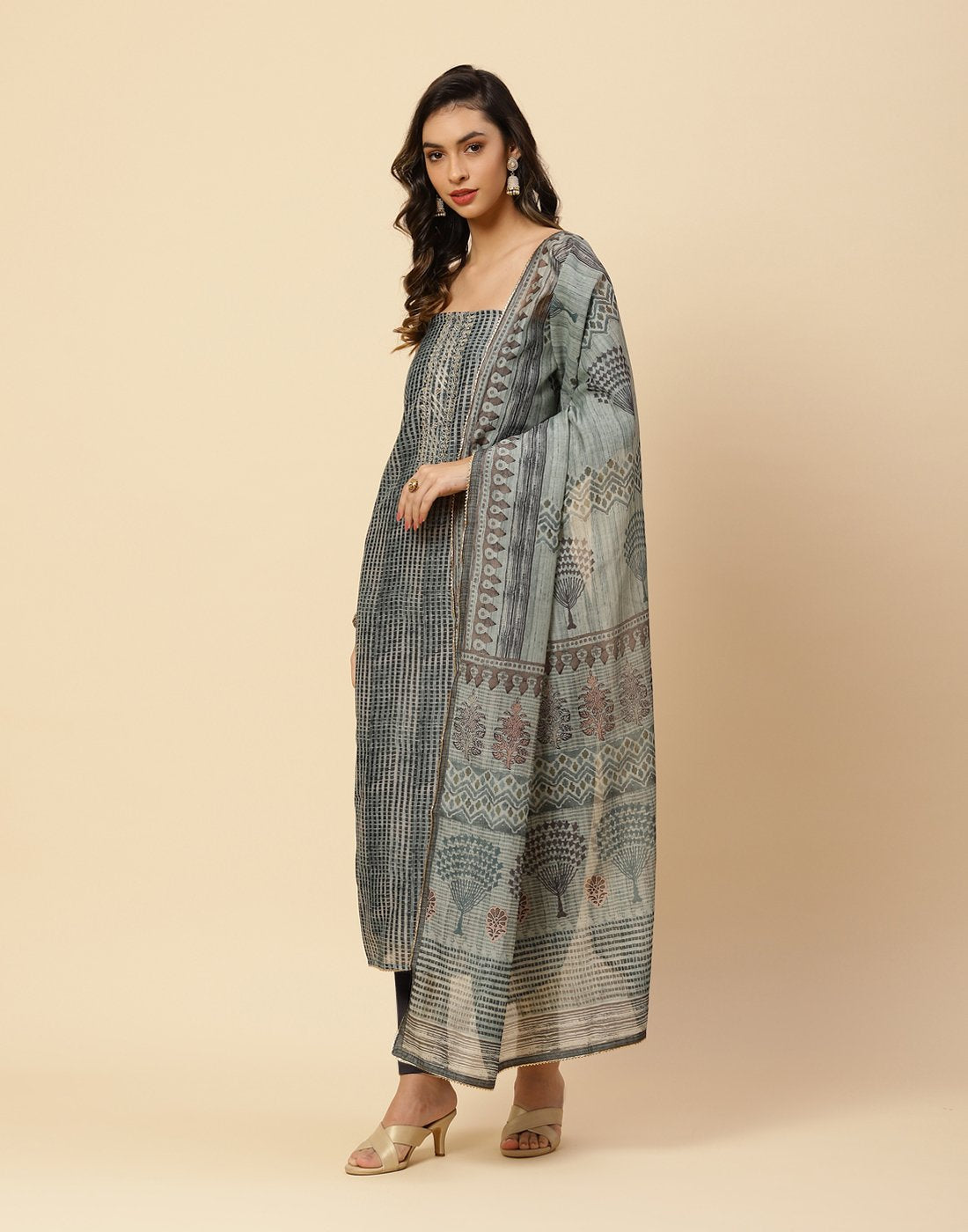 Printed Chanderi Suit Piece