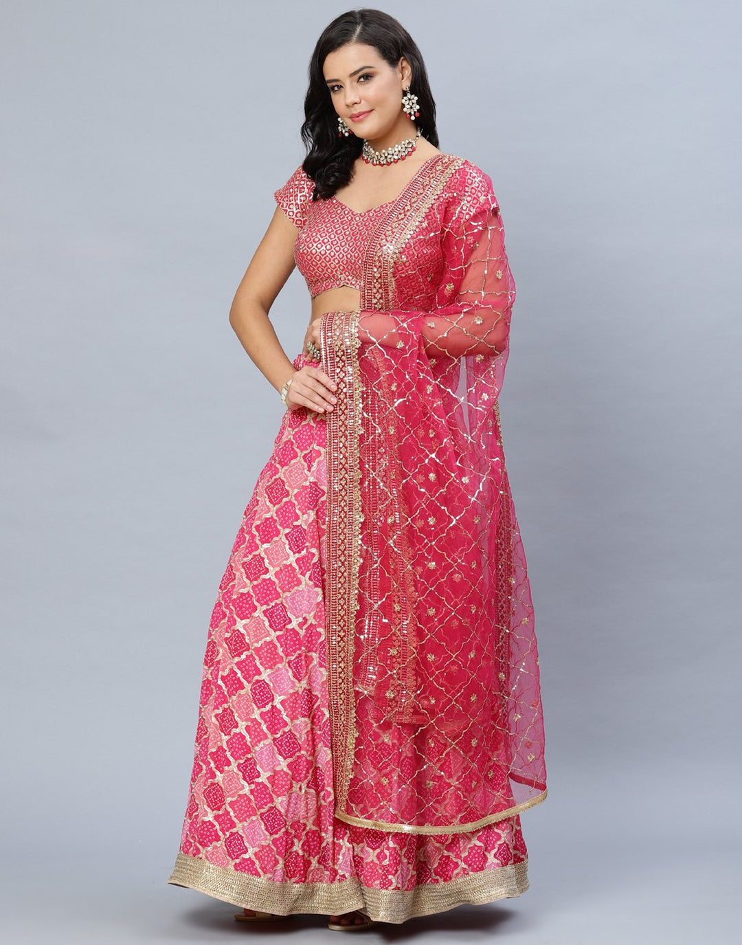 Georgette Lehenga With Net Sequins Dupatta