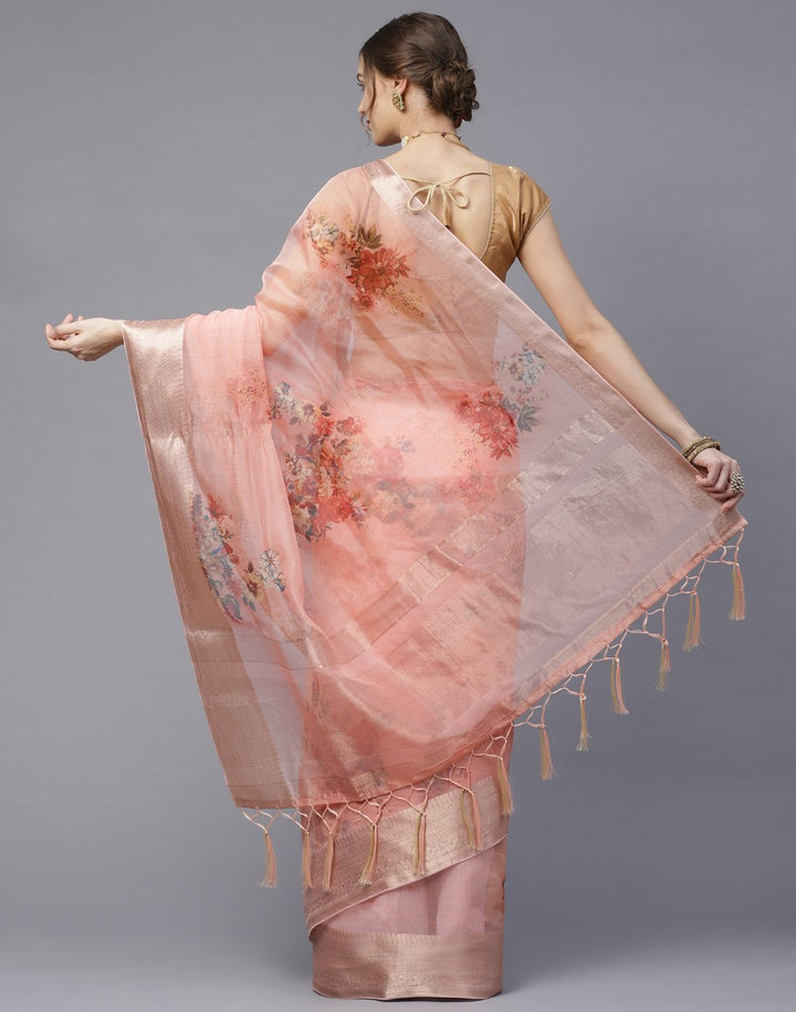 Digital Floral Printed Organza Saree