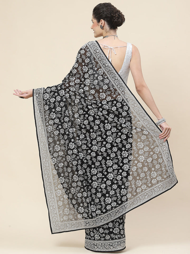 Resham Embroidery Georgette Saree