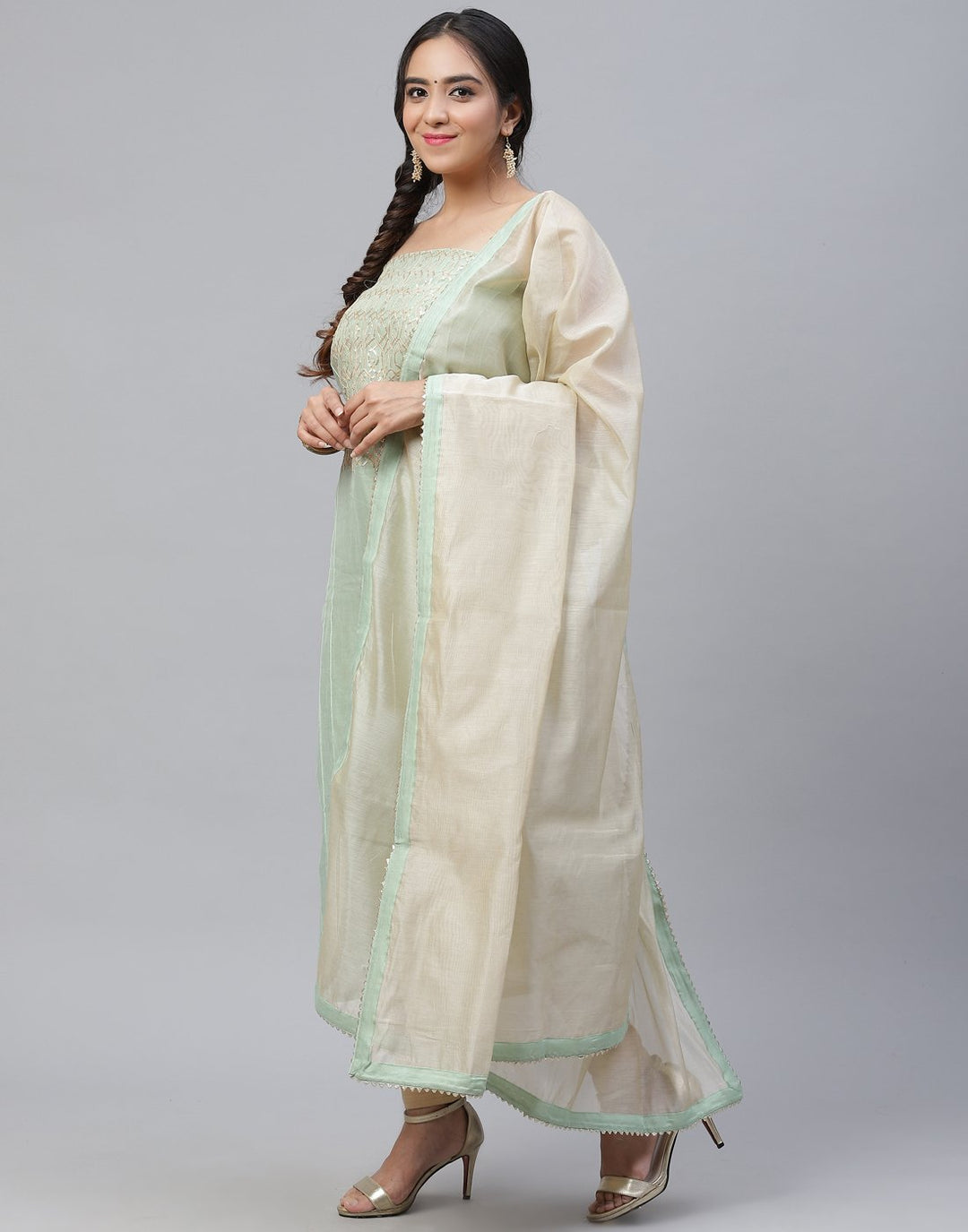 Chanderi Embroidered Suit Piece