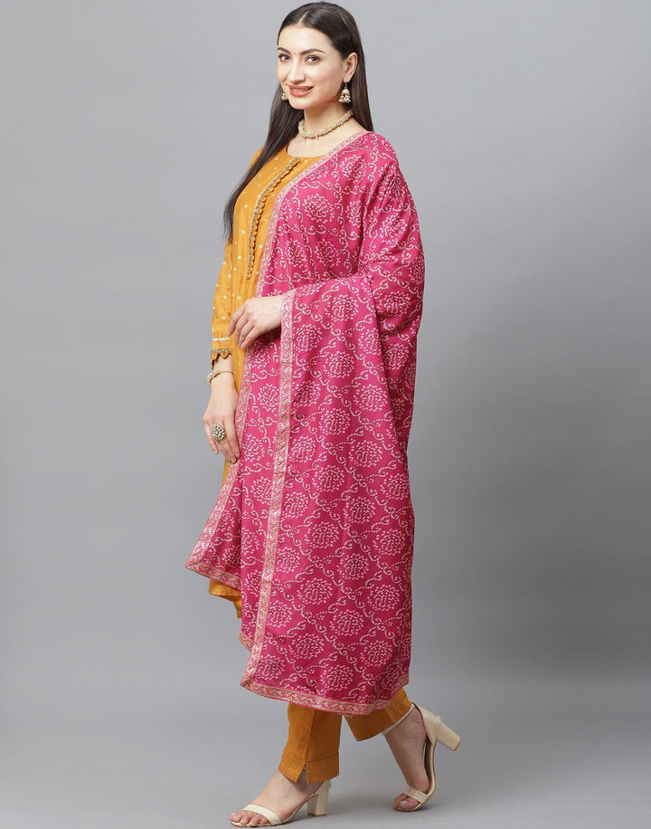 Straight Cotton Chanderi Stitched Suit