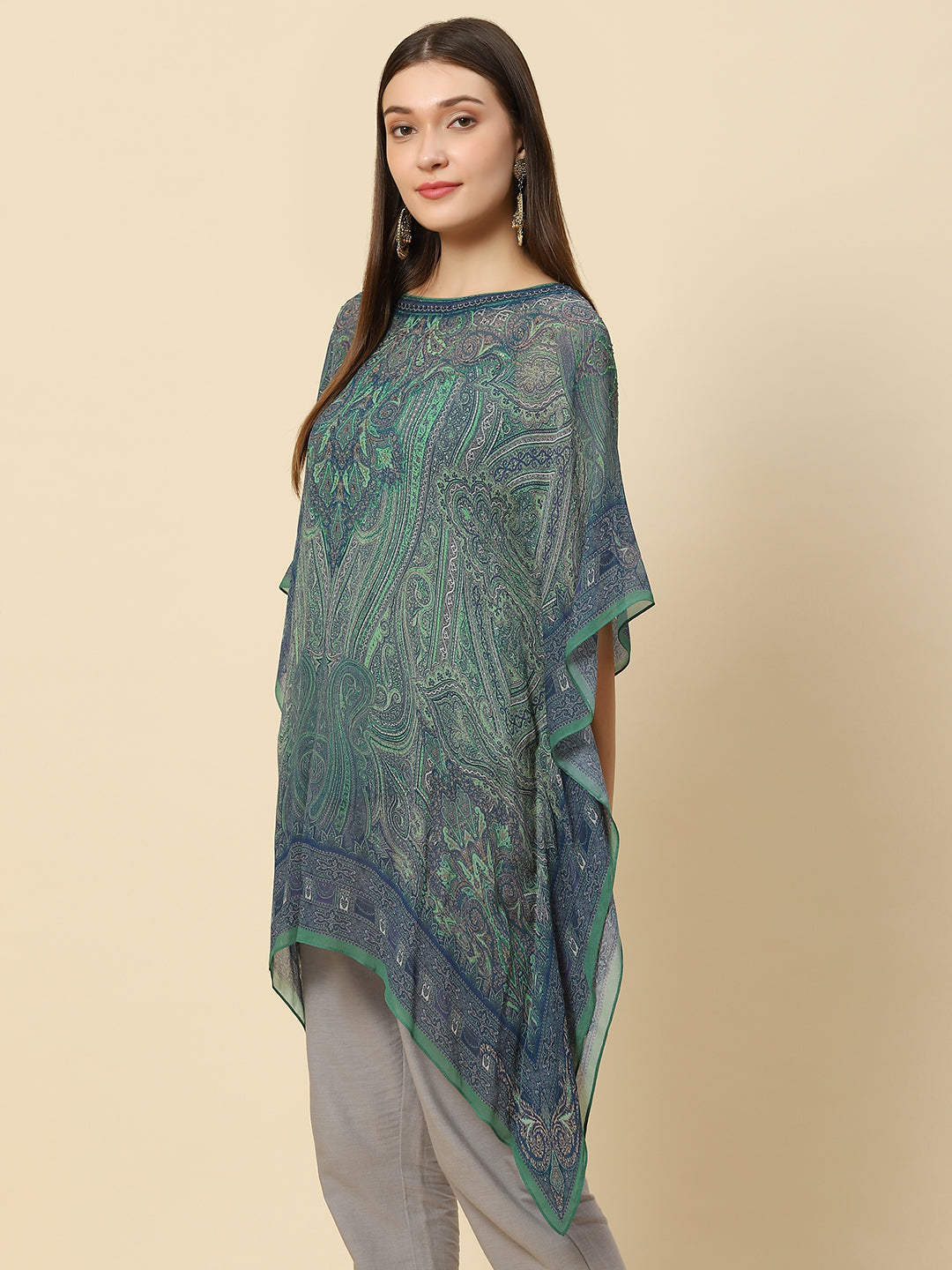 Digital Printed Georgette Kaftan Kurta