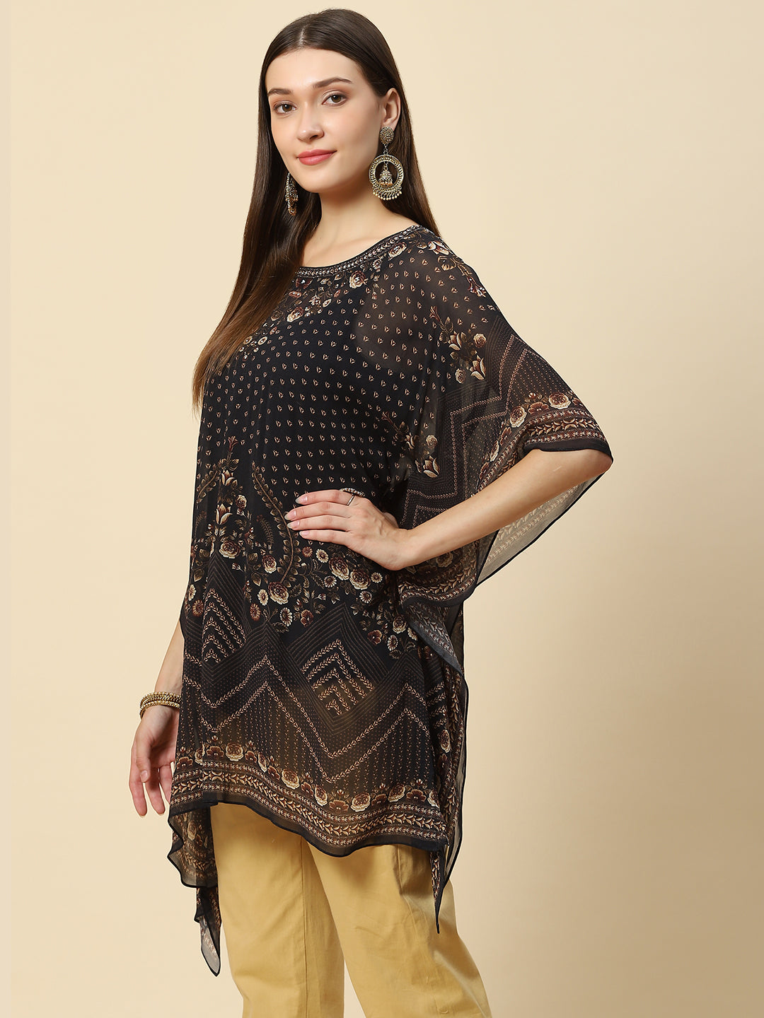 Digital Printed Georgette Kaftan Kurta